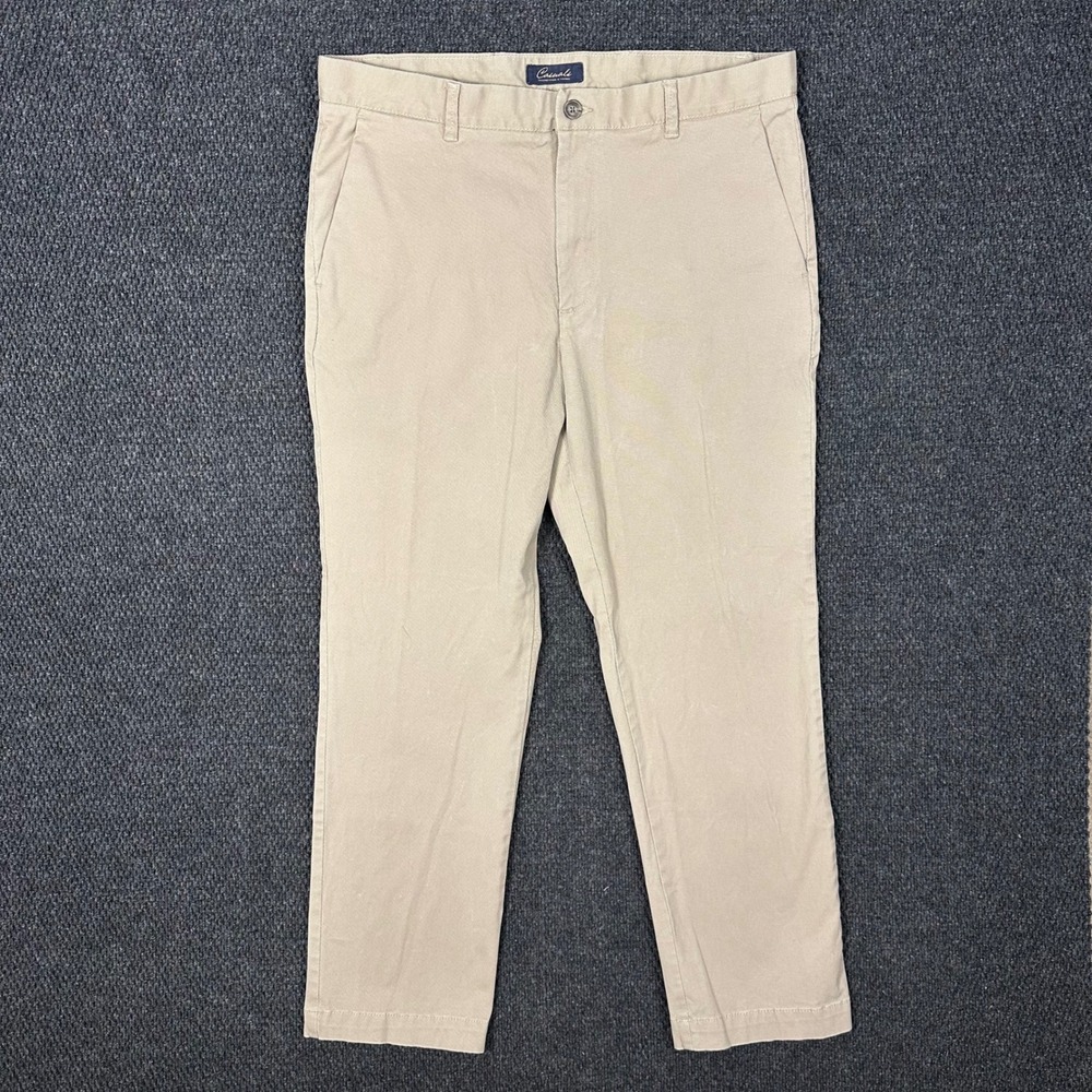 Roundtree & Yorke Casuals Chino Pants Mens 38x30 Tan Stretch Straight Leg